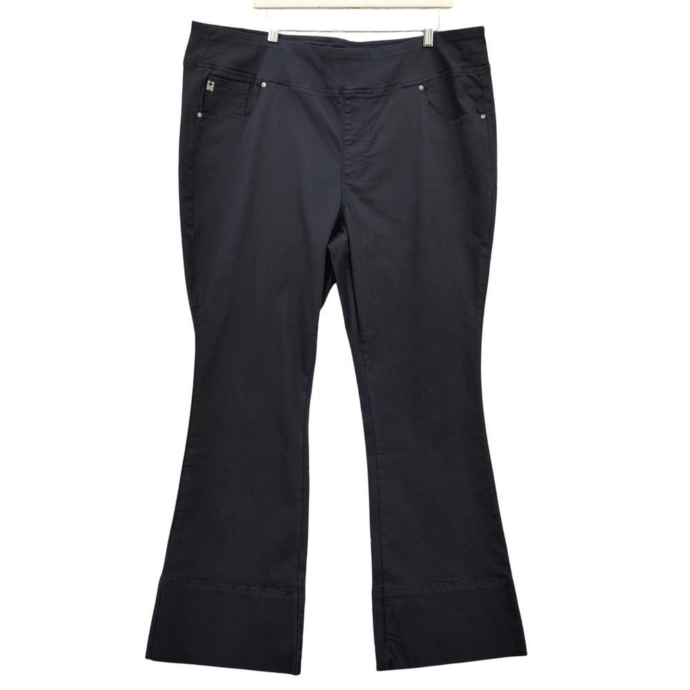 Belle Kim Gravel TripleLuxe Reg Twill Mega Hem Boot Cut Jean Black Pull On 24W
